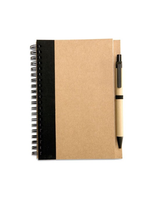 Bloc-notes recyclé avec stylo personnalisé