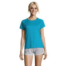 T-shirt Femme Personnalisé Sportif 140g - Sporty Women Matières : PET Taille textile : S Couleurs : bleu aqua cadeau entreprise 