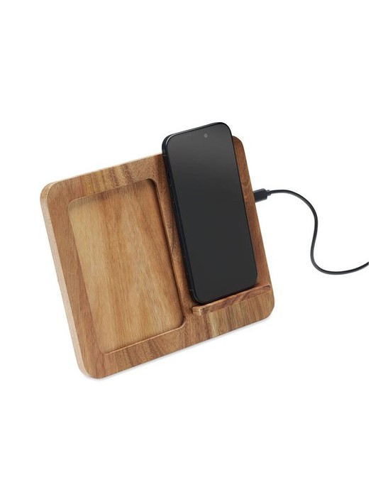 FINWOOD Cadre acacia et chargeur 15W