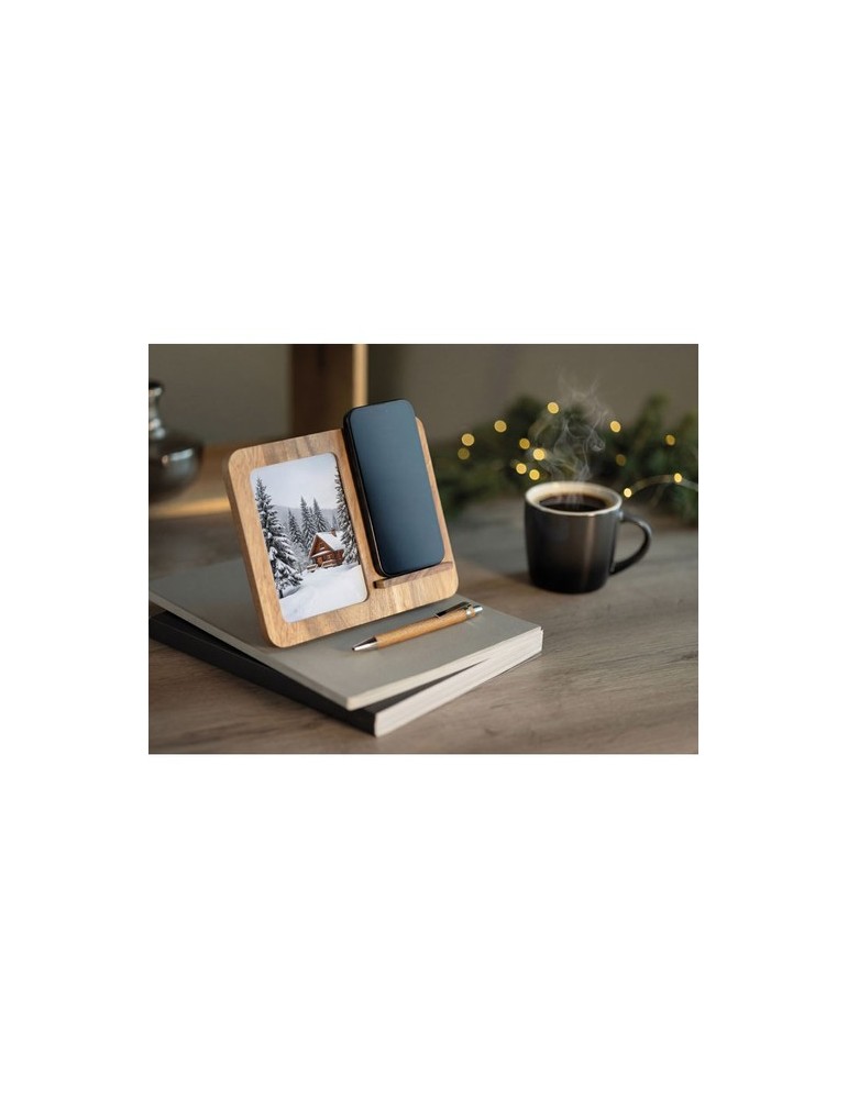 FINWOOD Cadre acacia et chargeur 15W