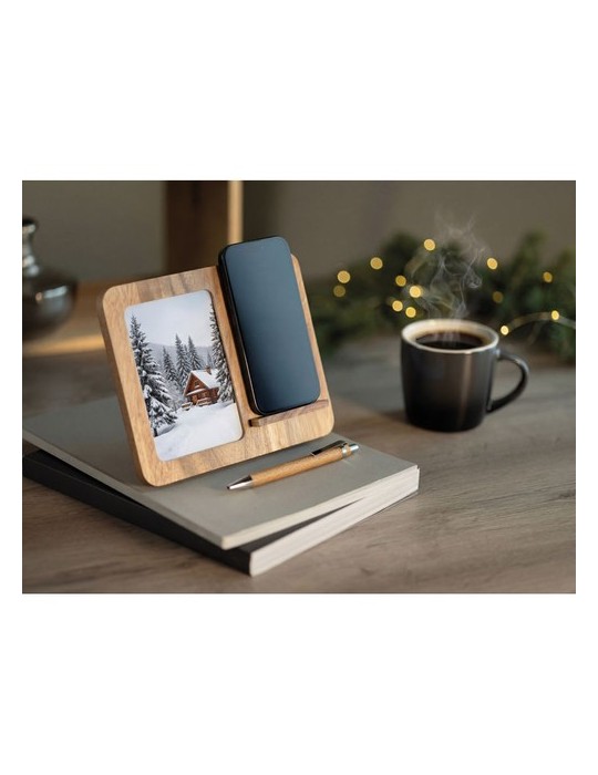 FINWOOD Cadre acacia et chargeur 15W