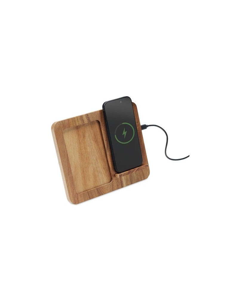 FINWOOD Cadre acacia et chargeur 15W