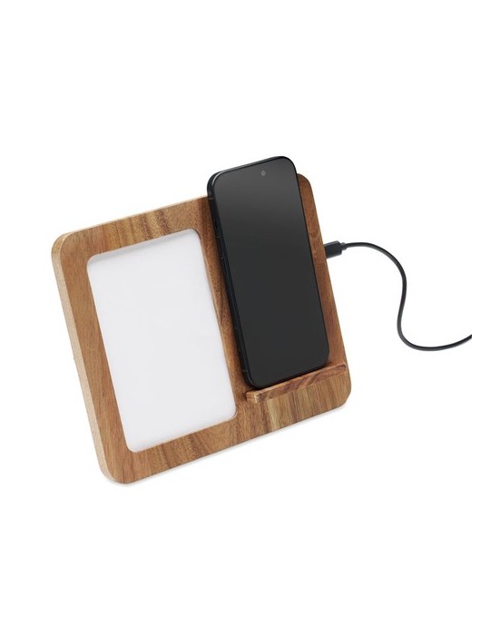 FINWOOD Cadre acacia et chargeur 15W