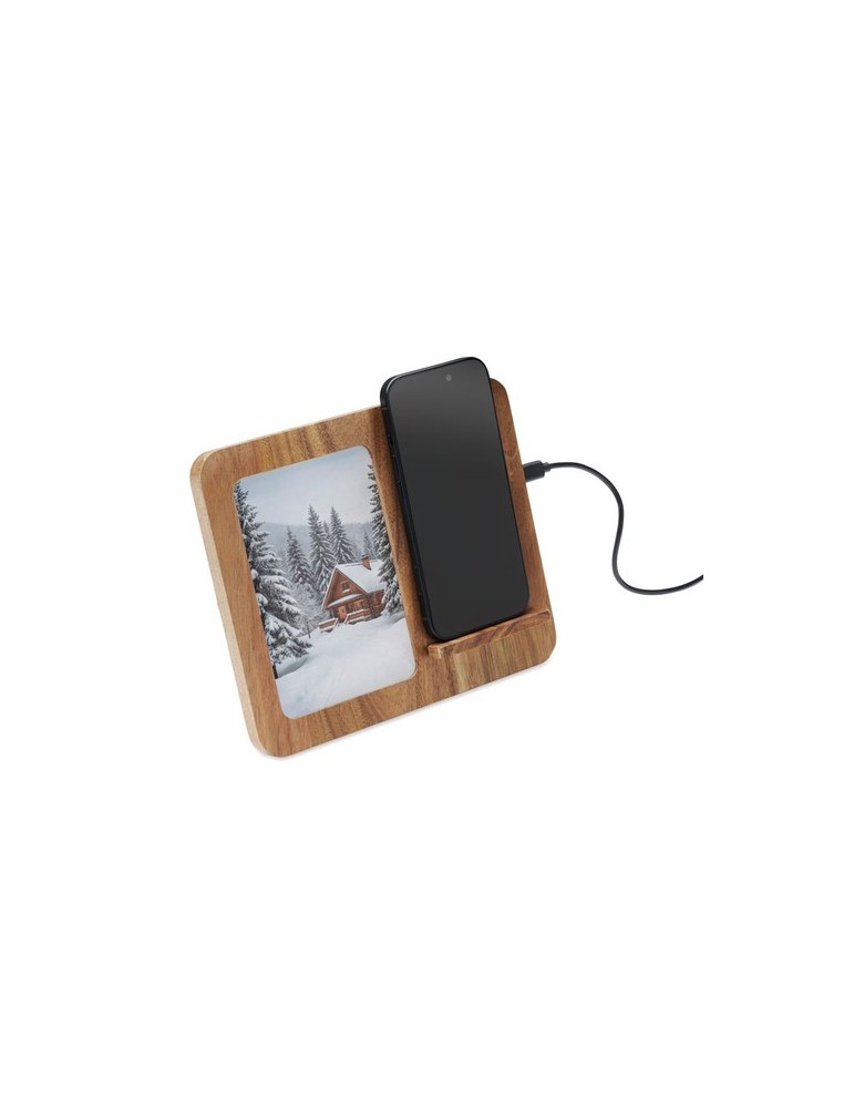 FINWOOD Cadre acacia et chargeur 15W