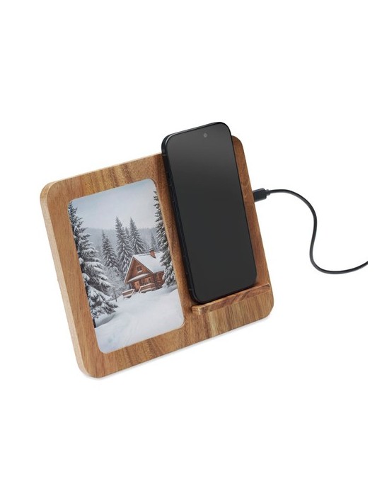 FINWOOD Cadre acacia et chargeur 15W
