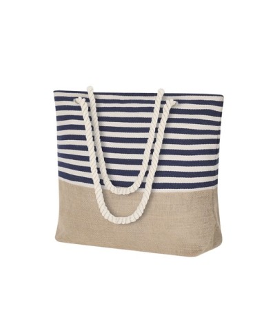 Sac Unique Publicitaire en Coton et Jute Ivyx Couleurs : bleu marine