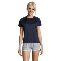 T-shirt Femme Personnalisé Sportif 140g - Sporty Women Matières : PET Taille textile : XXL Couleurs : french navy impression log