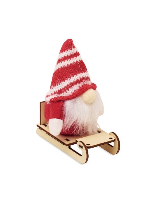 FROSTY SLEIGH Lutin sur un traîneau en bois