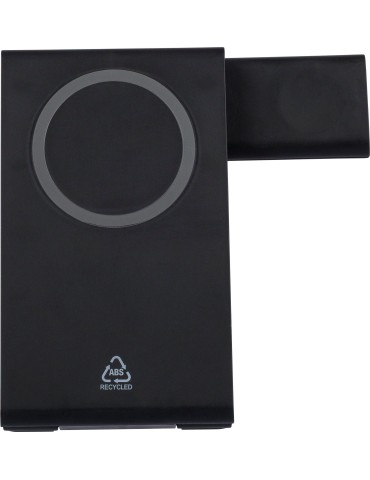 Power bank magnétique sans fil 3 en 1 en ABS recyclé Valerio