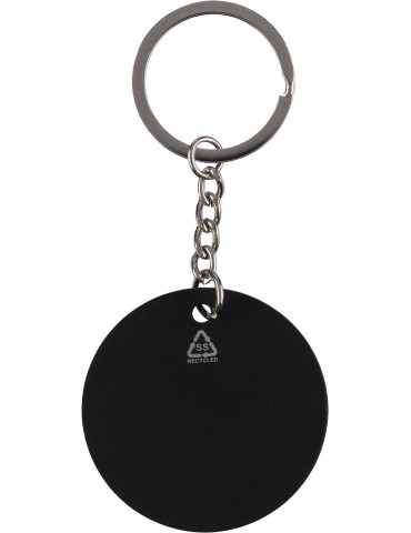 Porte-clés rond en acier inoxydable recyclé Risa