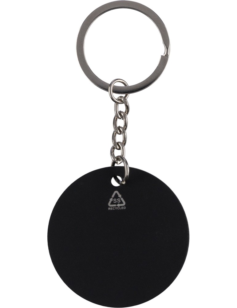 Porte-clés rond en acier inoxydable recyclé Risa