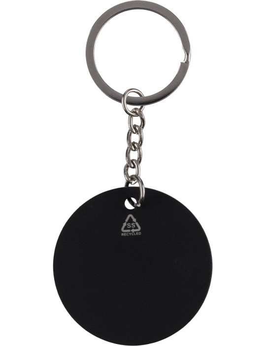 Porte-clés rond en acier inoxydable recyclé Risa
