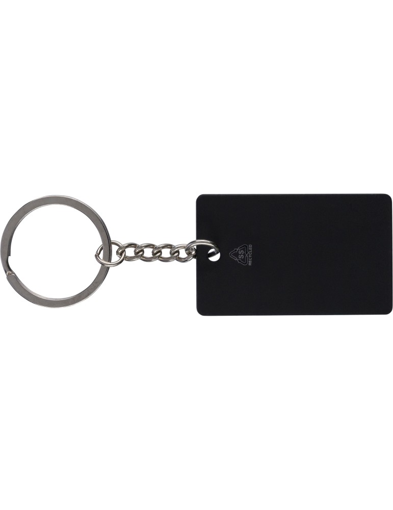 Porte-clés rectangulaire en acier inoxydable recyclé Jax