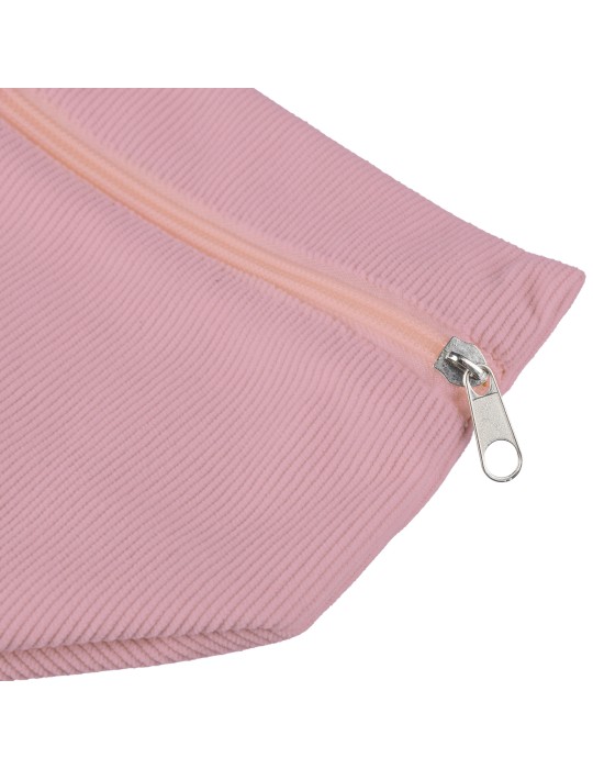 Trousse à maquillage zippée en velours côtelé Tia