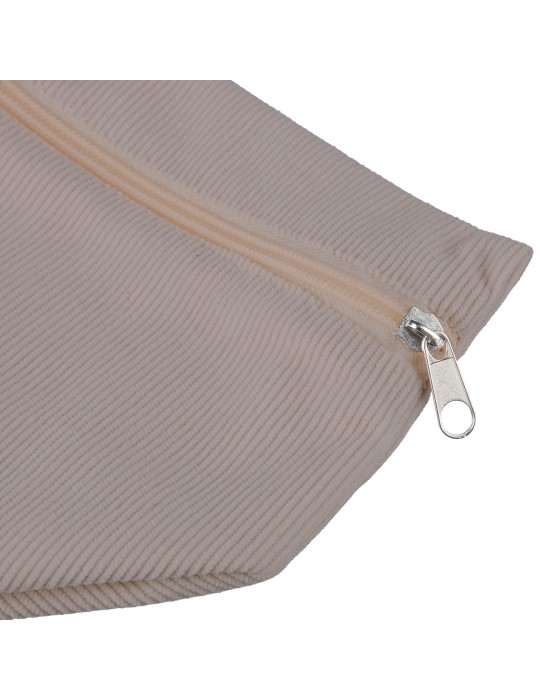Trousse à maquillage zippée en velours côtelé Tia