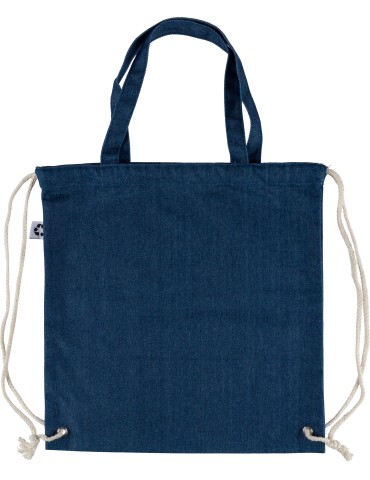 Sac à dos cordelette en denim recyclé Dex