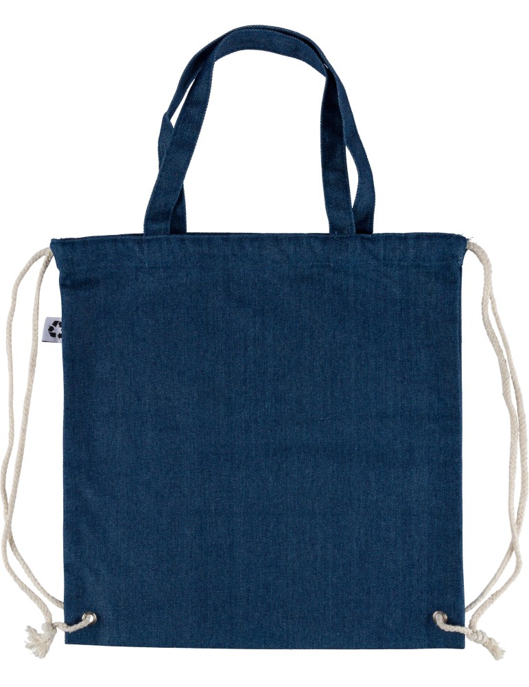 Sac à dos cordelette en denim recyclé Dex