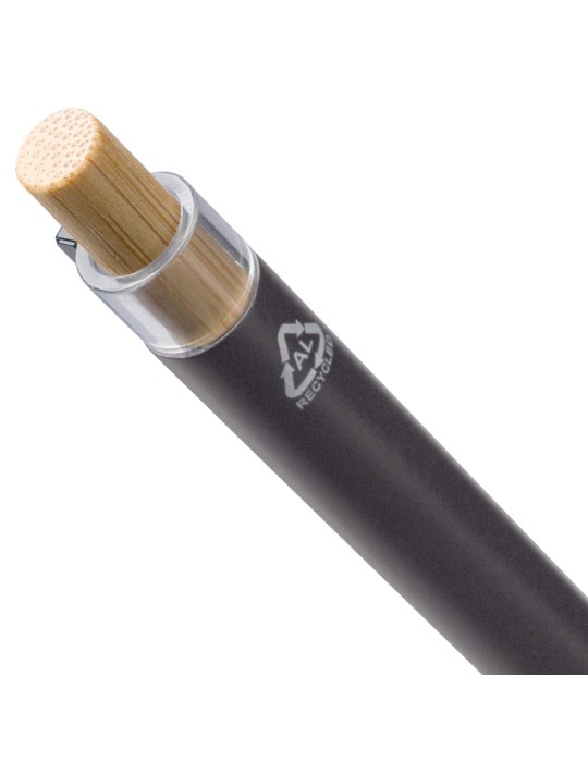 Stylo à bille poussoir laqué en aluminium recyclé Maren