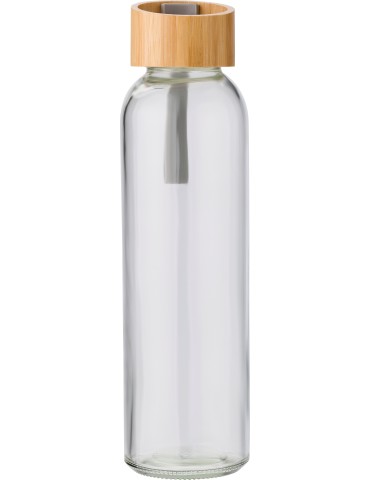 Bouteille en verre 500 ml avec bouchon en bambou personnalisée pas cher -