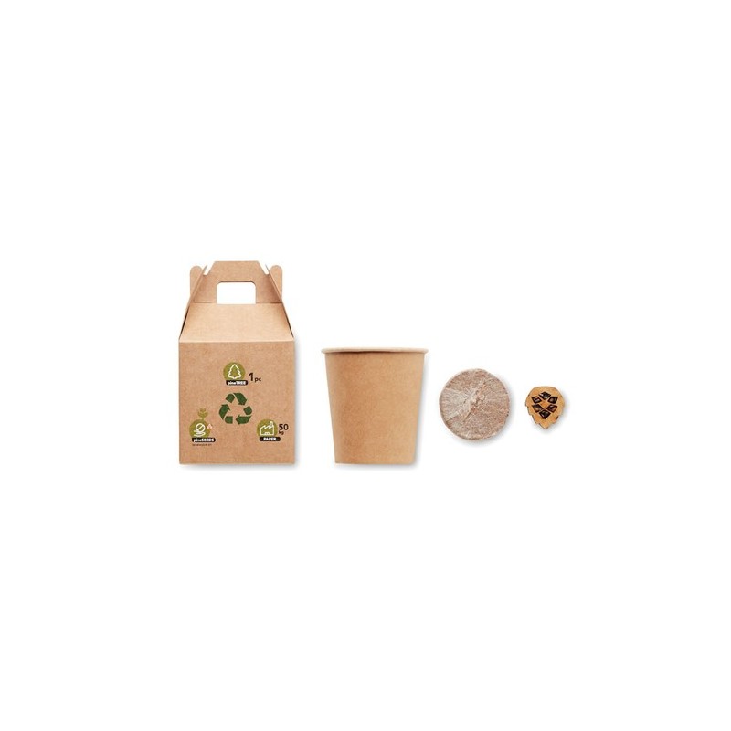 Set Éco-responsable de Graines Personnalisé GROWTREE™ Matières : papier Couleurs : beige marquage laser ultra précis