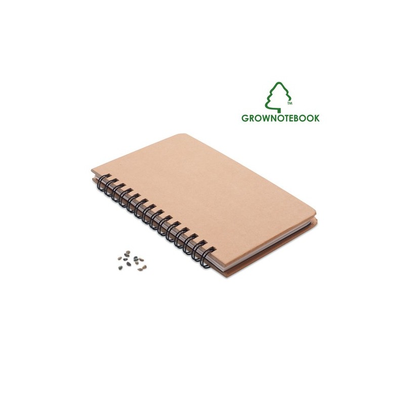 Carnet Éco-responsable Personnalisé GROWNOTEBOOK™ avec Pin Matières : papier Couleurs : beige