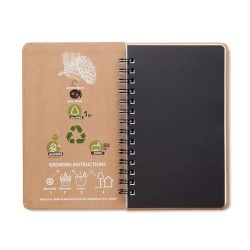 Carnet Éco-responsable Personnalisé GROWNOTEBOOK™ avec Pin Matières : papier Couleurs : beige marquage laser ultra précis
