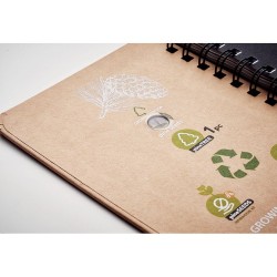 Carnet Éco-responsable Personnalisé GROWNOTEBOOK™ avec Pin Matières : papier Couleurs : beige objet promotionnel éco-responsable