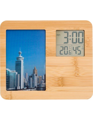 Station Météo en Bambou Personnalisée - Colton, Multifonctionnelle