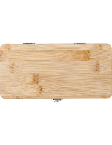Boîte à Outils en Bambou Personnalisée - 27 Pièces, Idée Cadeau
