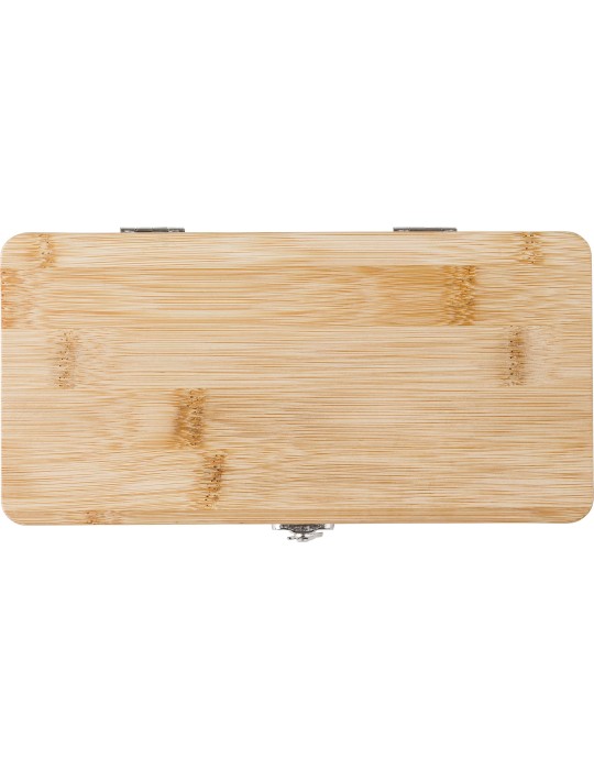 Boîte à Outils en Bambou Personnalisée - 27 Pièces, Idée Cadeau