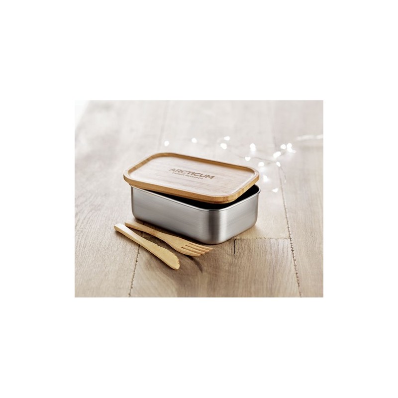 Lunch box  en acier inoxydable 600ml SAVANNA, Sac à dos publicitaire RPET avec lumière COB URBANBACK pas cher Matières : bambou 