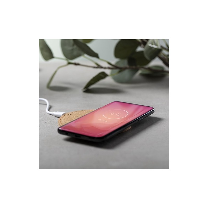 Chargeur sans fil  personnalisé 10W Kibox Matières : liège impression haute définition