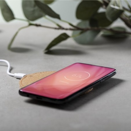 Chargeur sans fil  personnalisé 10W Kibox Matières : liège impression haute définition