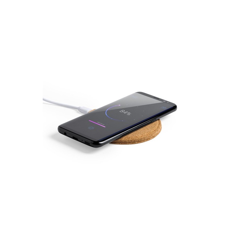 Chargeur sans fil  personnalisé 10W Kibox Matières : liège marquage laser ultra précis