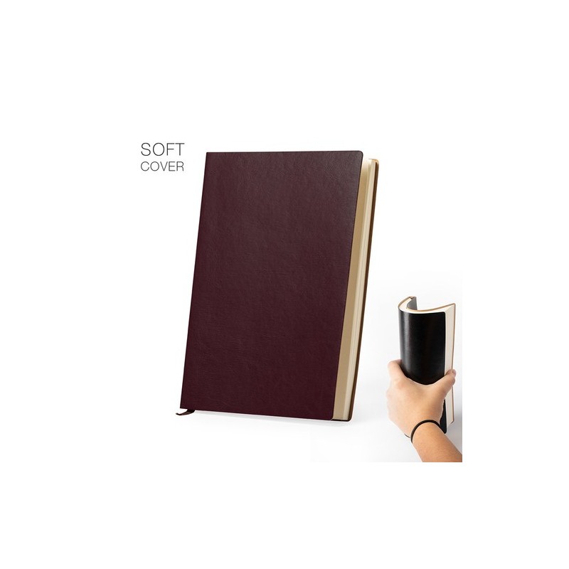 Bloc Notes Personnalisé Éco-responsable Paldon - Papeterie Matières : PU Couleurs : bordeaux marquage laser ultra précis