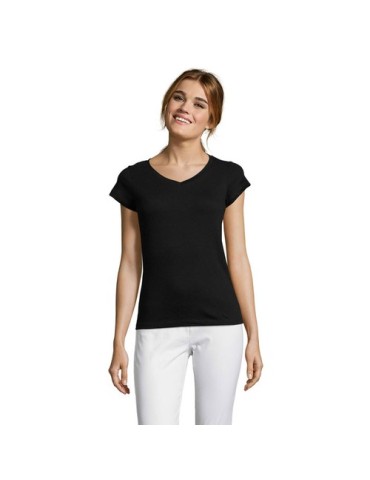 T-shirt Femme Col V MOON - 100% Coton Confortable Personnalisé pas cher 2