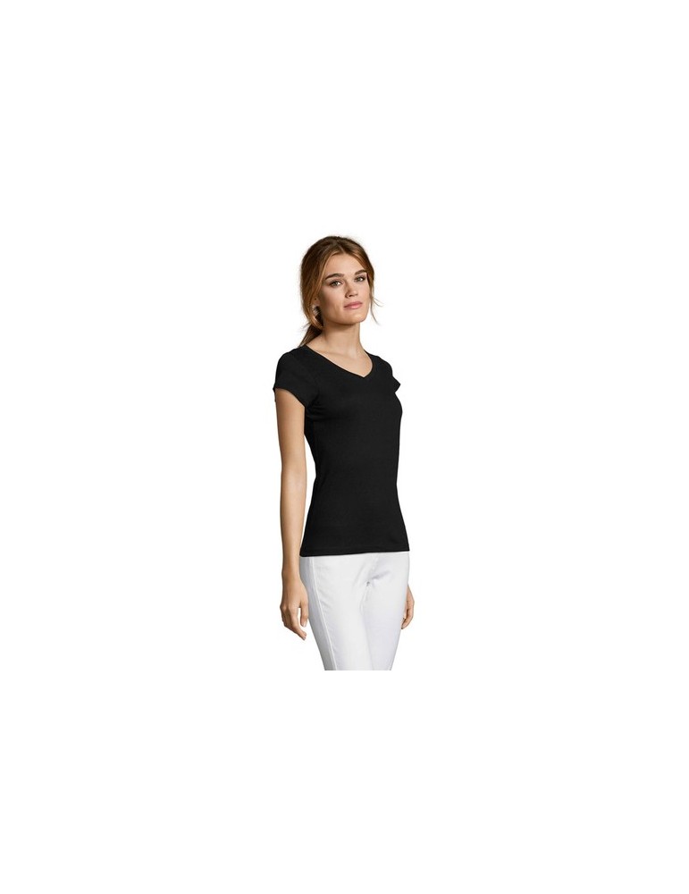 T-shirt Femme Col V MOON - 100% Coton Confortable Personnalisé pas cher