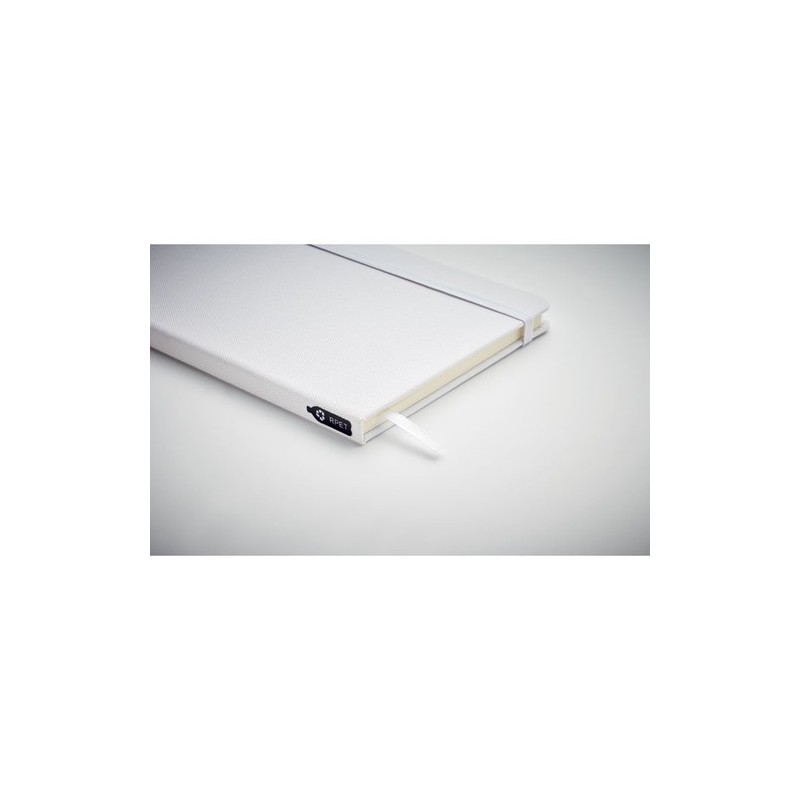 Carnet A5  en couverture RPET 600D - NOTE RPET MO9966 Matières : papier recyclé Couleurs : blanc goodies personnalisé en stock