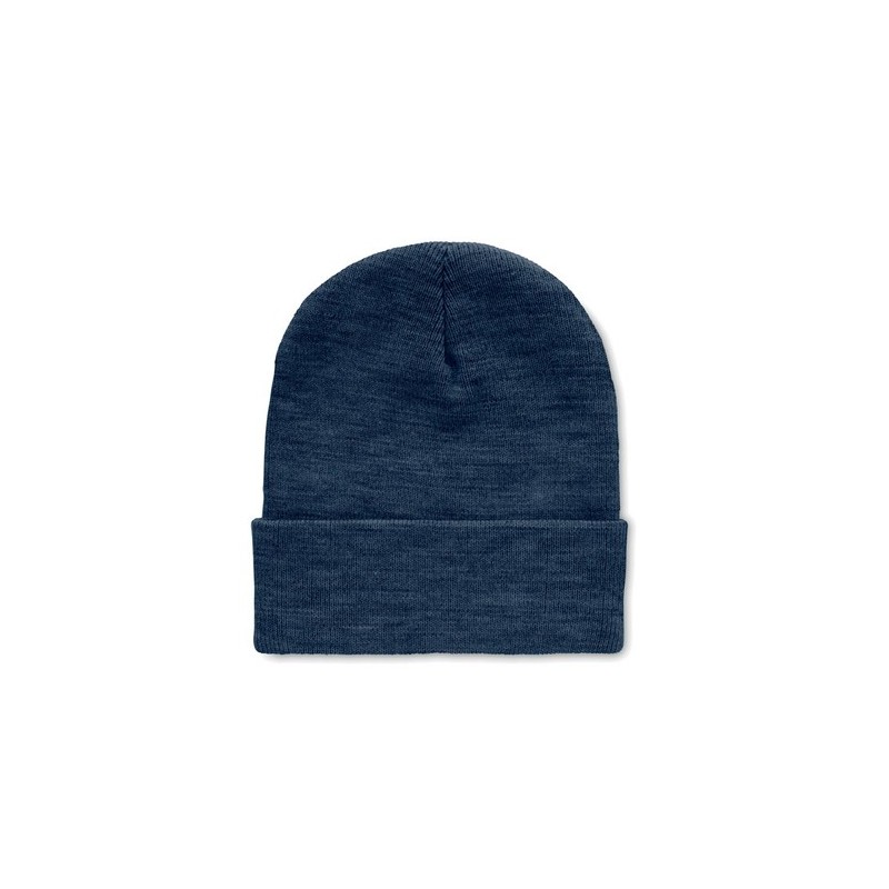 Bonnet  en RPET avec revers - RPET Matières : PET recyclé Couleurs : bleu