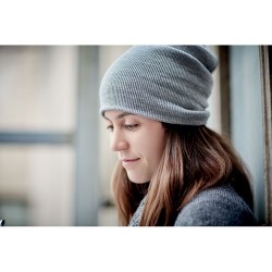 Bonnet  en RPET avec revers - RPET Matières : PET recyclé Couleurs : blanc impression haute définition