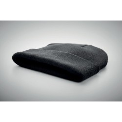 Bonnet  en RPET avec revers - RPET Matières : PET recyclé Couleurs : noir marquage laser ultra précis