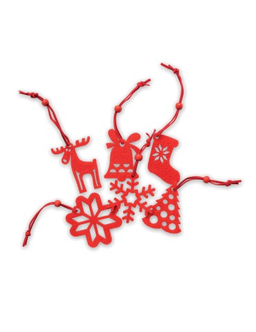 Décorations de Noël en Feutre Rouge Personnalisées - 6 Pièces pas cher