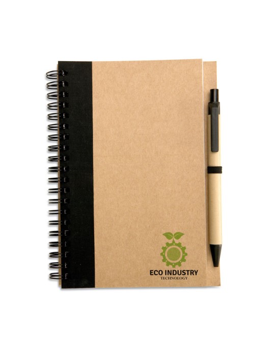 Bloc-notes recyclé avec stylo personnalisé