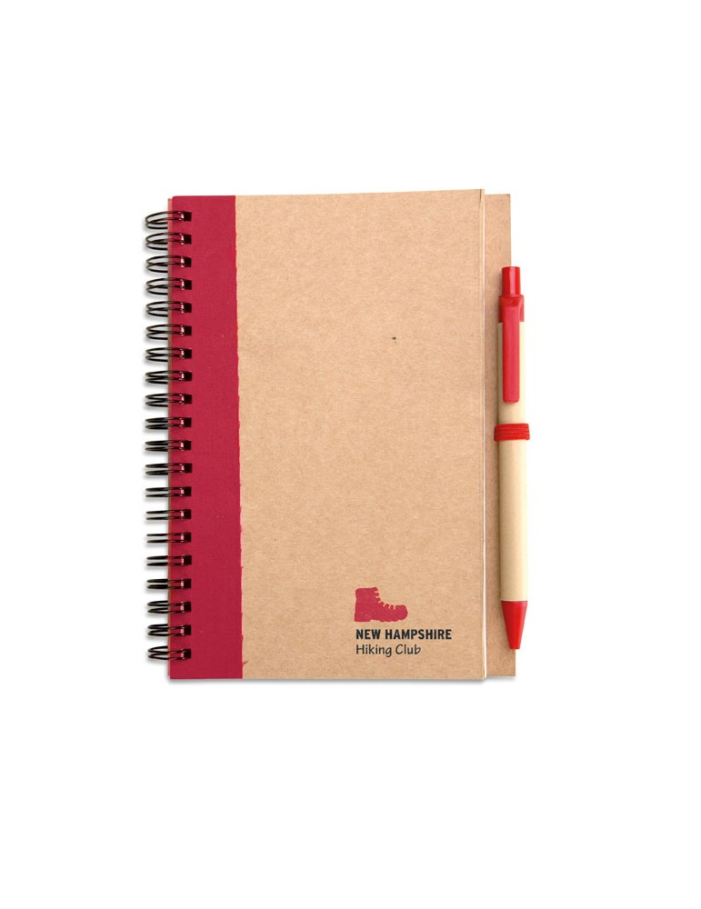 Bloc-notes recyclé avec stylo personnalisé
