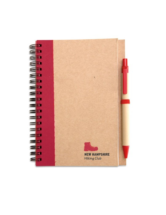 Bloc-notes recyclé avec stylo personnalisé