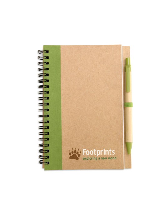 Bloc-notes recyclé avec stylo personnalisé