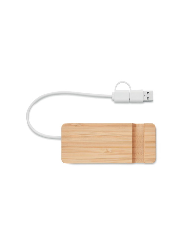 Hub USB 4 Ports et Pratique Personnalisé - en Bambou pas cher
