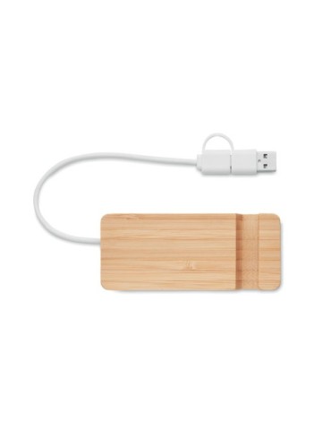 Hub USB 4 Ports et Pratique Personnalisé - en Bambou pas cher 2