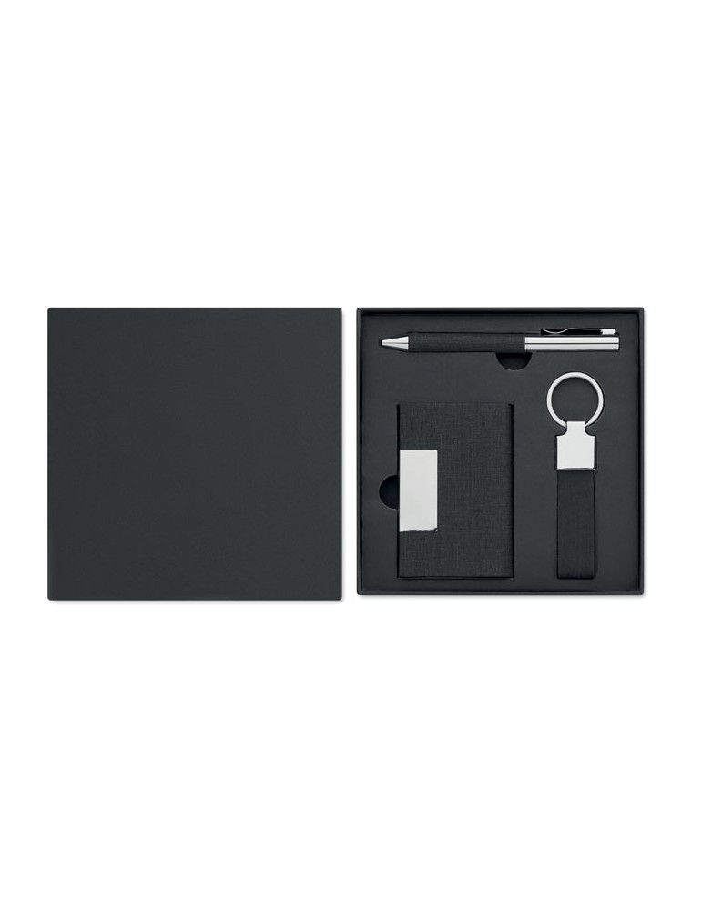 Coffret cadeau personnalisé - SCRIBI 3 - Stylo, Porte-Clés & Porte-Cartes