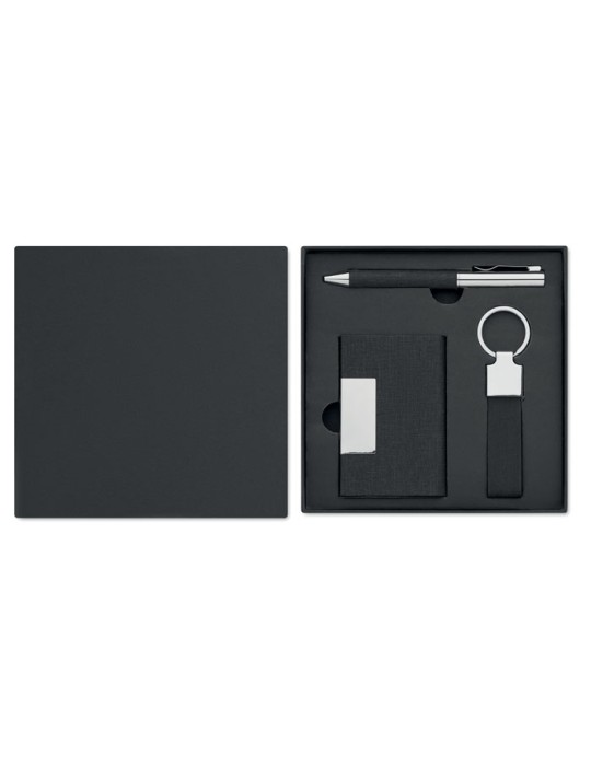 Coffret cadeau personnalisé - SCRIBI 3 - Stylo, Porte-Clés & Porte-Cartes